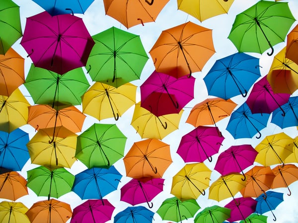 many coloured umbrellas